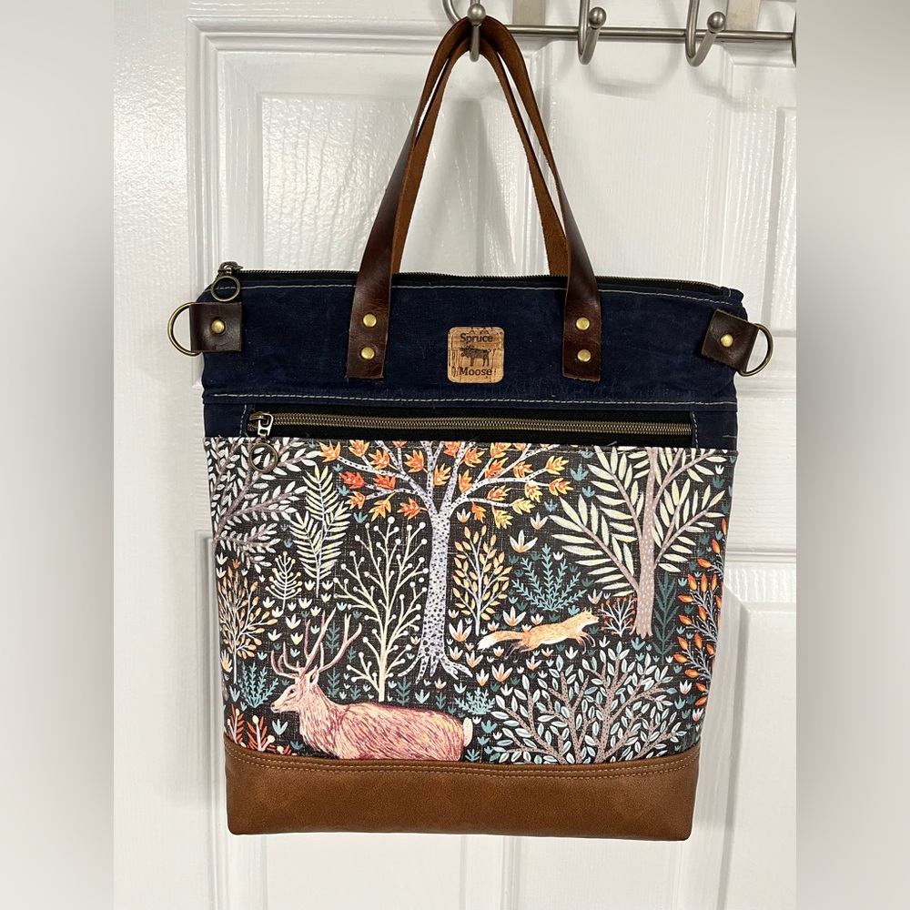 Vinyl Tote Bag with Forest Animal Print